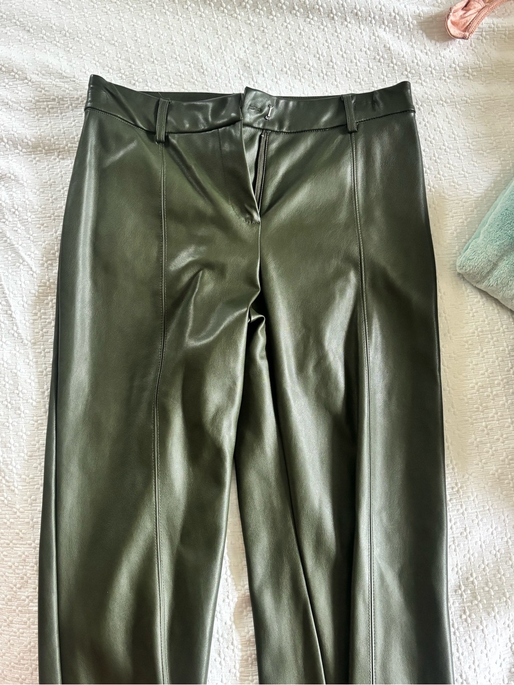 Leather Olive Green Trousers